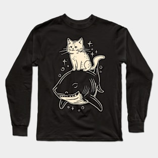 Cat Astride Shark Long Sleeve T-Shirt